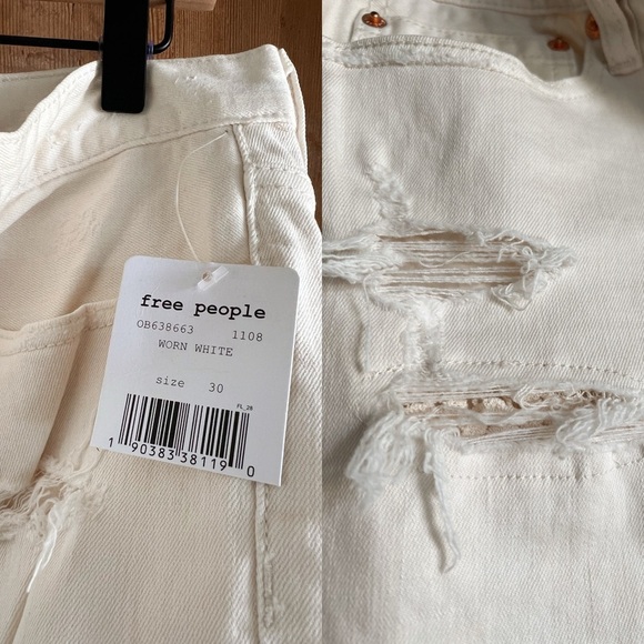 Sz 30 NWT Free People Lacey Stilt Distressed Jeans In Worn White - Picture 4 of 4